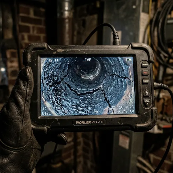 Inspection camera showing dirty chimney flue with creosote in Reno, Nevada