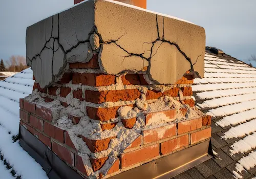 Urgent chimney repair needed due to freeze-thaw damage in Reno, Nevada