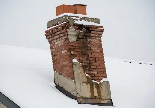 Signs a chimney needs rebuild in Reno, Nevada showing leaning and missing bricks