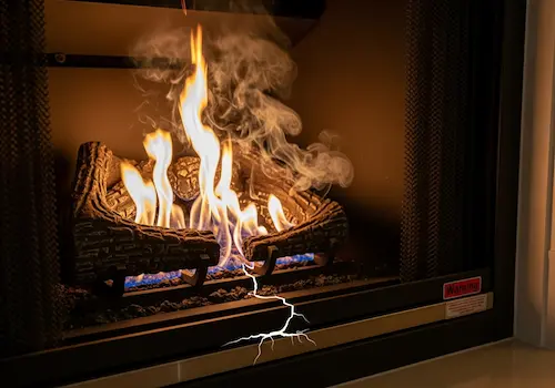 Warning signs of a malfunctioning fireplace in Reno, Nevada with smoke and cracks