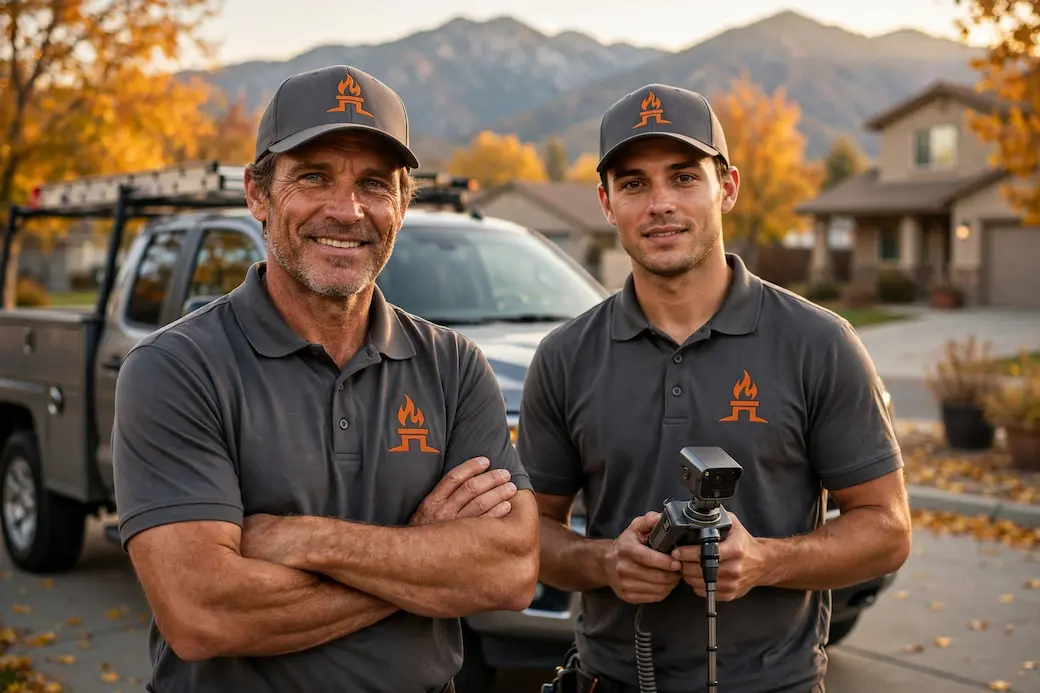 Chimney Cleaning Reno technicians standing beside service truck in Reno, NV neighborhood